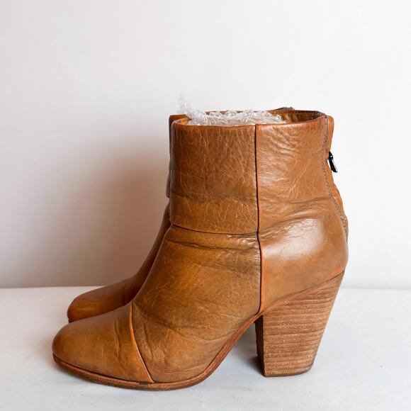 RAG & BONE Newbury Leather Bootie in Cognac Tan Sz. 38.5 - Picture 3 of 8